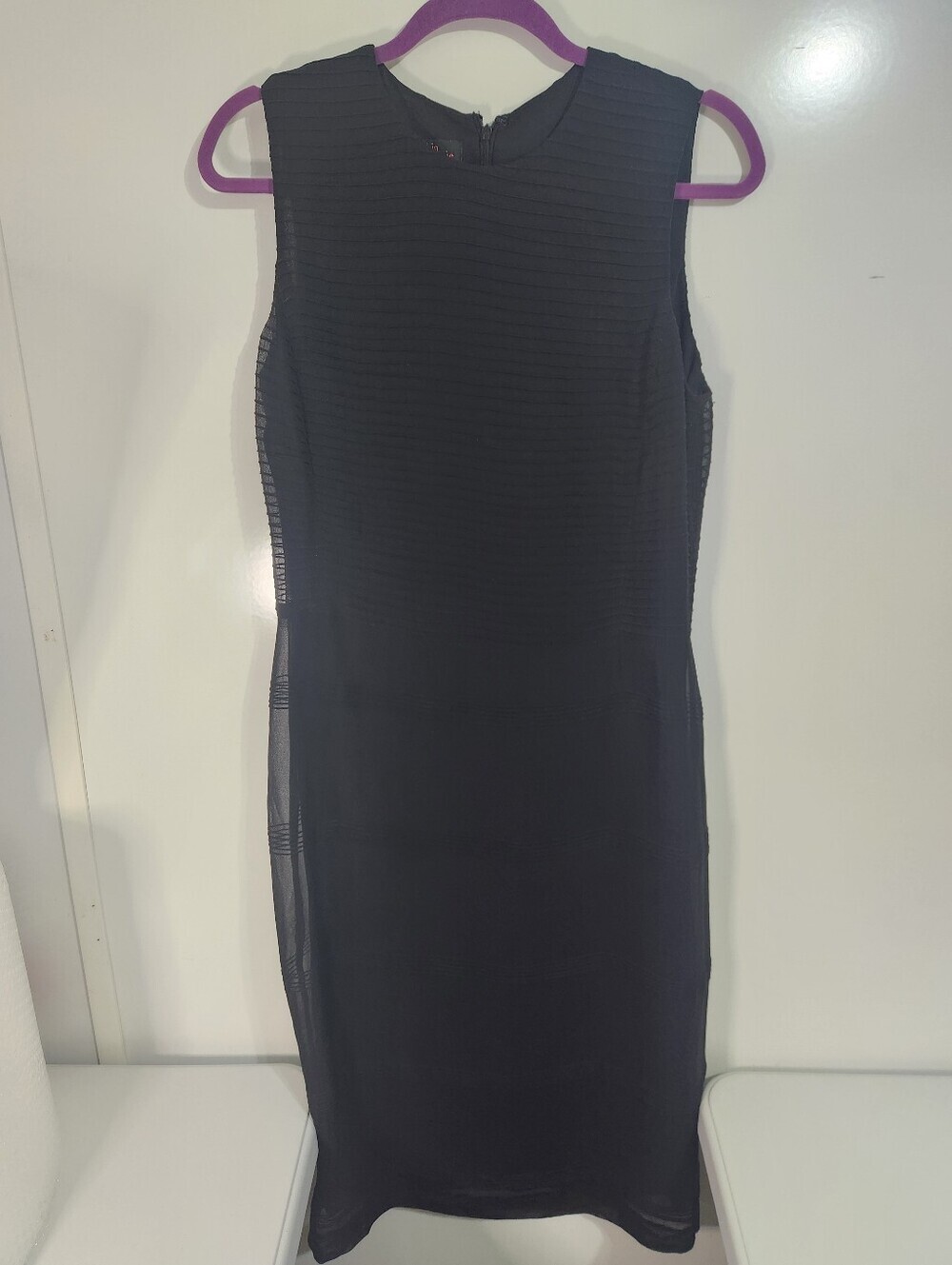 Cynthia Howie Sleek Silk Black Sleeveless Sheath Dress, Size 6